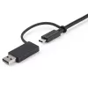 StarTech.com 3ft (1m) USB-C laidas su USB-A adapteriu – Hibridinis 2-in-1 USB-C laidas su USB-A – USB-C į USB-C (10Gbps/100W PD), USB-A į USB-C (5Gbps) – Idealus hibridinei dokų stočiai