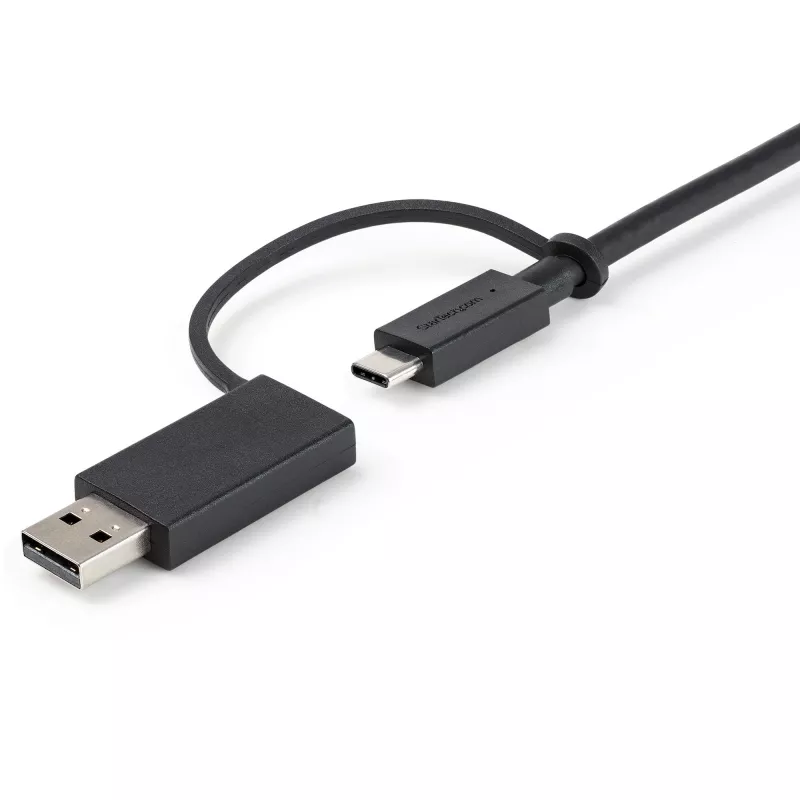 StarTech.com 3ft (1m) USB-C laidas su USB-A adapteriu – Hibridinis 2-in-1 USB-C laidas su USB-A – USB-C į USB-C (10Gbps/100W PD), USB-A į USB-C (5Gbps) – Idealus hibridinei dokų stočiai