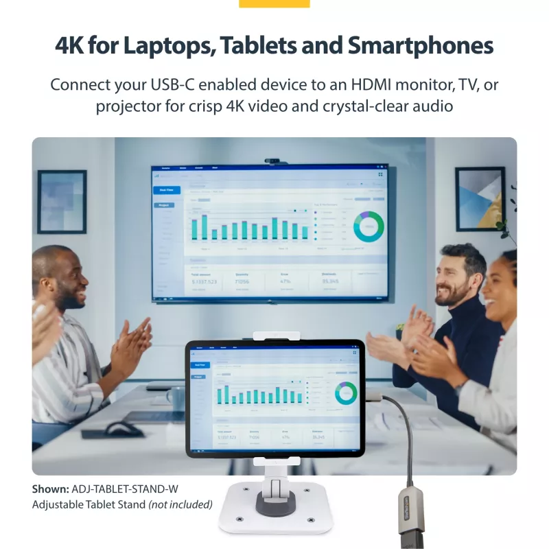 StarTech.com USB-C į HDMI adapteris, 4K 60Hz vaizdas, HDR10, USB-C į HDMI monitoriaus adapteris, suderinamas su USB4 / Thunderbolt