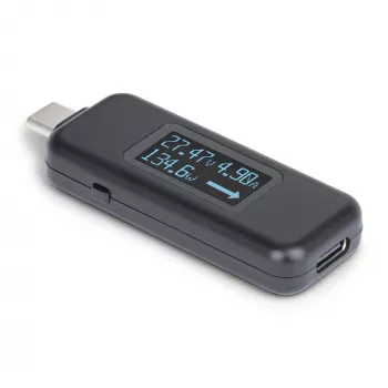„StarTech.com“ USB-C galios testeris, skaitmeninis multimetras, dvipusis įtampos ir srovės matuoklis, iki 240 W PD EPR, nešiojamas USB-C kabelio ir prievado galios matuoklis