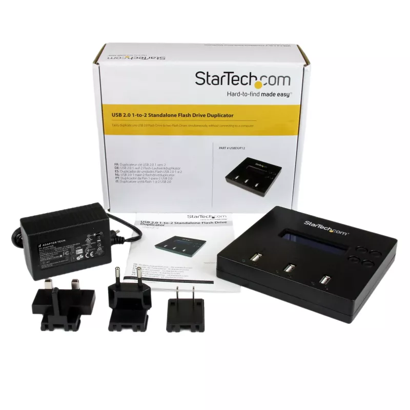 „StarTech.com“ nepriklausomas USB atmintukų kopijavimo ir trynimo įrenginys 1:2, 1,5 GB/min, LCD ekranas