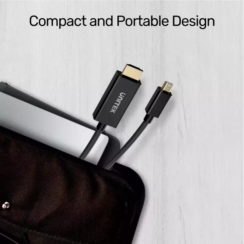 Unitek V1152A Mini DisplayPort į HDMI laidas, 2 m, HDMI 1.4, 4K@30Hz, HDCP 2.0, paauksuoti kontaktai, juodas