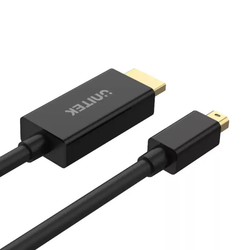 Unitek V1152A Mini DisplayPort į HDMI laidas, 2 m, HDMI 1.4, 4K@30Hz, HDCP 2.0, paauksuoti kontaktai, juodas