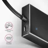 Axagon HUE-F7C 7 prievadų USB 3.2 Gen 1 plokščias aliumininis šakotuvas su įkrova, 7x USB-A, 30 cm USB-C kabelis, jungtis išoriniam maitinimui, juodas