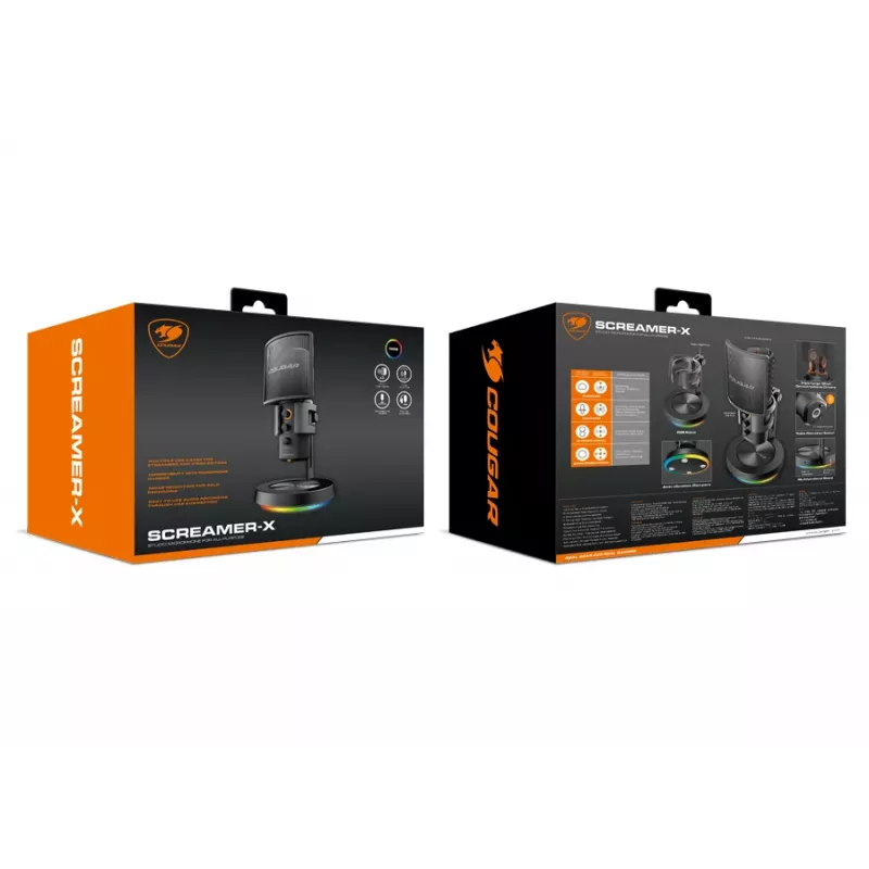 COUGAR Studio Microphone Screamer-X, studijinis mikrofonas, -45 dB, 20–20000 Hz, 16 bit, 48 kHz, 120 dB