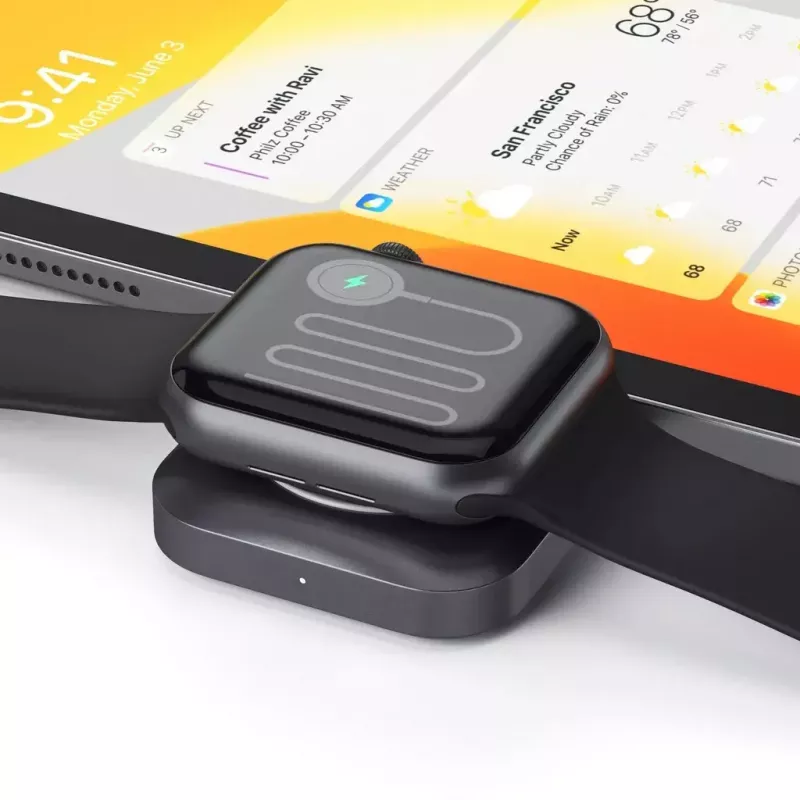 Įkrovimo stovas Satechi ST-TCMCAWM Apple Watch juodas sidabrinis baltas aliuminis