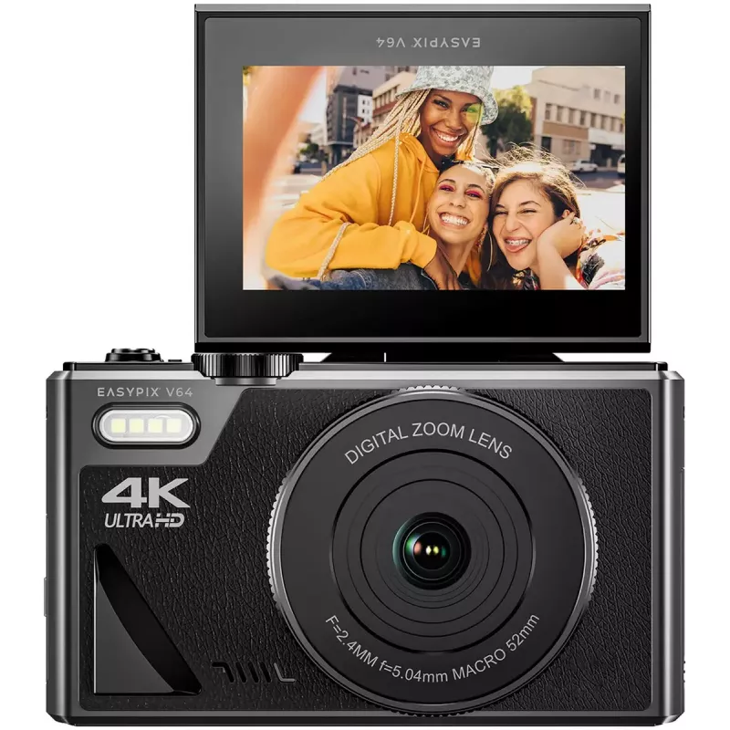 Skaitmeninis fotoaparatas EASYPIX V64 Flip 20203 – 16 MP, 1080p vaizdo įrašymas