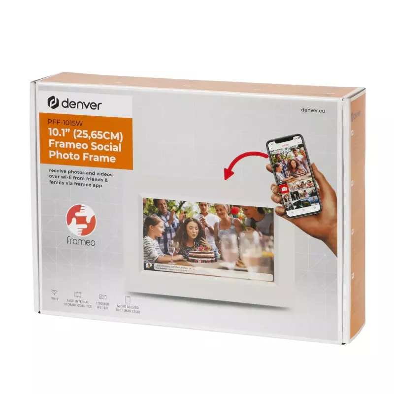 Skaitmeninis nuotraukų rėmelis DENVER PFF-1015W 10.1 colių jutiklinis ekranas Wi-Fi 1280x800