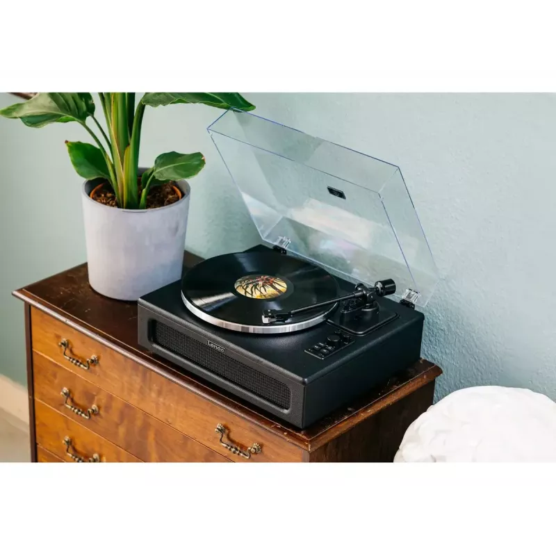 Pavarų diržu varomas vinilinis grotuvas Lenco LS-430BK juodas 40W Bluetooth