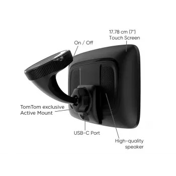 Nešiojamas GPS navigatorius TOMTOM GO su 7 colių jutikliniu ekranu, 32 GB, Europos žemėlapiais, juodas