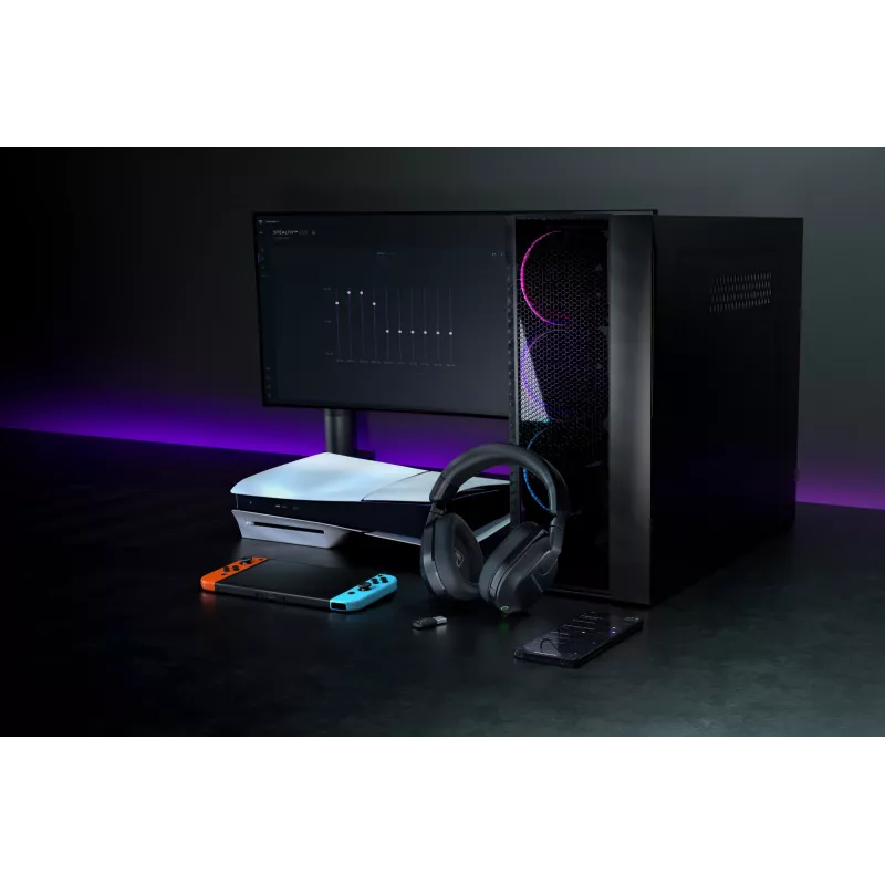 Turtle Beach Stealth 600 Juoda belaidė žaidimų ausinė PlayStation, iki 80 val. baterija, 50 mm garsiakalbiai, Bluetooth, skirta PS5, PS4, PC ir mobiliems įrenginiams