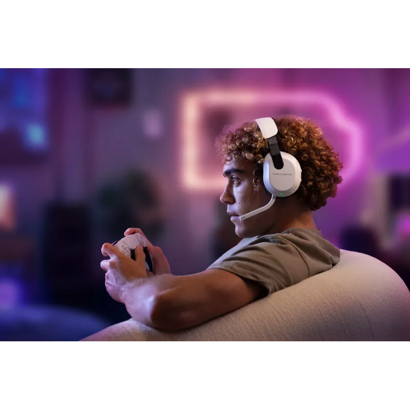 Turtle Beach Stealth 600 Gen 3 Baltas belaidis žaidimų ausinių komplektas PlayStation, PS5, PS4, PC ir mobiliems įrenginiams, 80 val. baterija, 50 mm garsiakalbiai, Bluetooth
