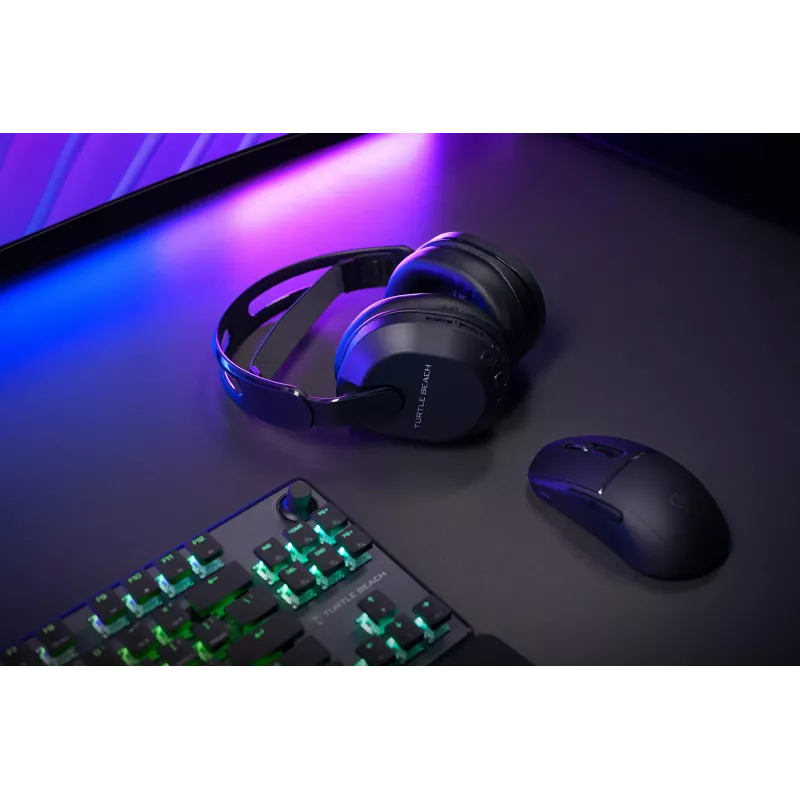 Turtle Beach Stealth 500 Juoda PlayStation belaidė žaidimų ausinė iki 40 val. baterijos ir Bluetooth PS5, PS4, PC ir mobiliajam