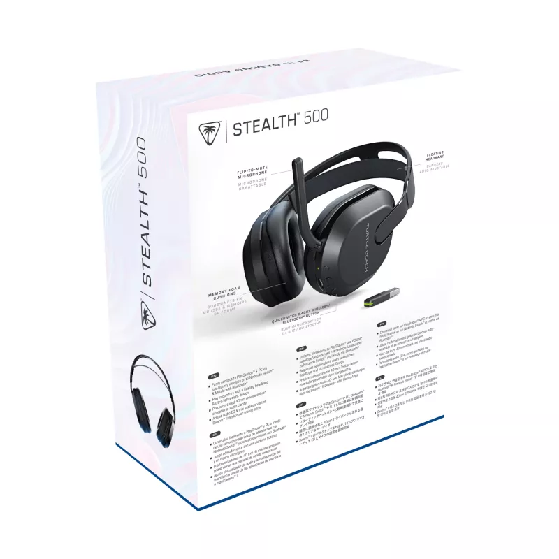Turtle Beach Stealth 500 Juoda PlayStation belaidė žaidimų ausinė iki 40 val. baterijos ir Bluetooth PS5, PS4, PC ir mobiliajam