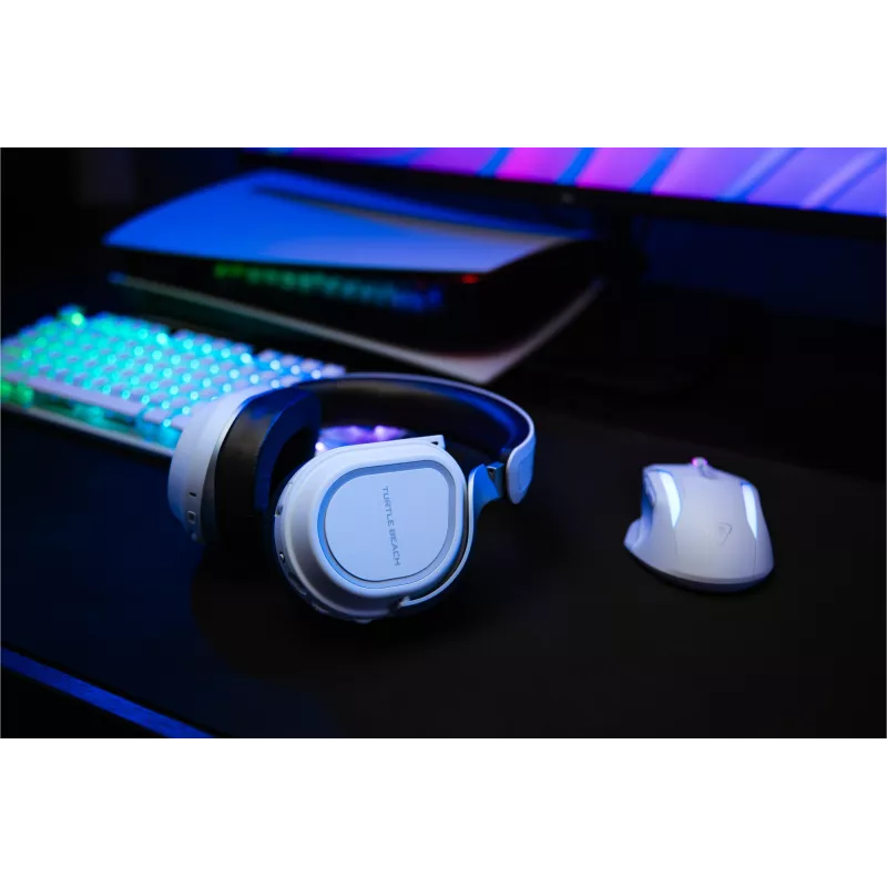 Turtle Beach Stealth 700 White belaidžiai žaidimų ausinės su Bluetooth, 80 valandų baterija, 60 mm garsiakalbiais, PS5, PS4, PC ir mobiliesiems