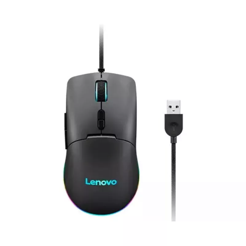Žaidimų pelė Lenovo GY51M74265 M210 RGB, USB Type-A, dešinei rankai, 8000 DPI, 7 mygtukai, 1000 Hz, 1,8 m laidas, juoda