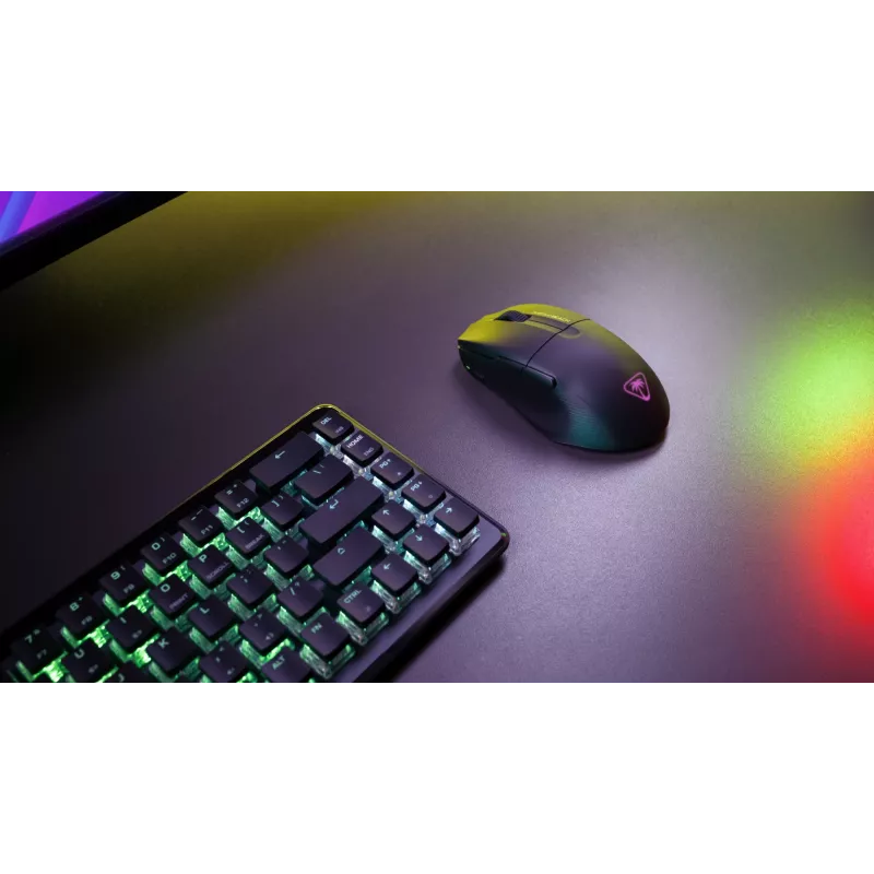 Turtle Beach Pure Air Black – itin lengva belaidė ergonomiška RGB žaidimų pelė, 26K DPI optinis jutiklis, 125 h baterija, RGB apšvietimas