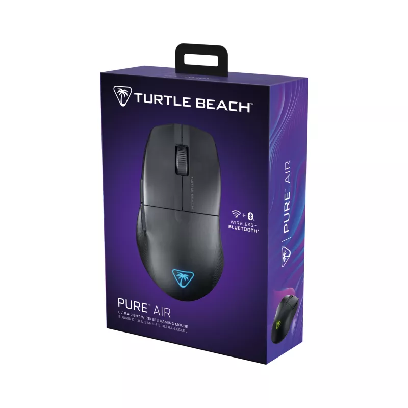 Turtle Beach Pure Air Black – itin lengva belaidė ergonomiška RGB žaidimų pelė, 26K DPI optinis jutiklis, 125 h baterija, RGB apšvietimas
