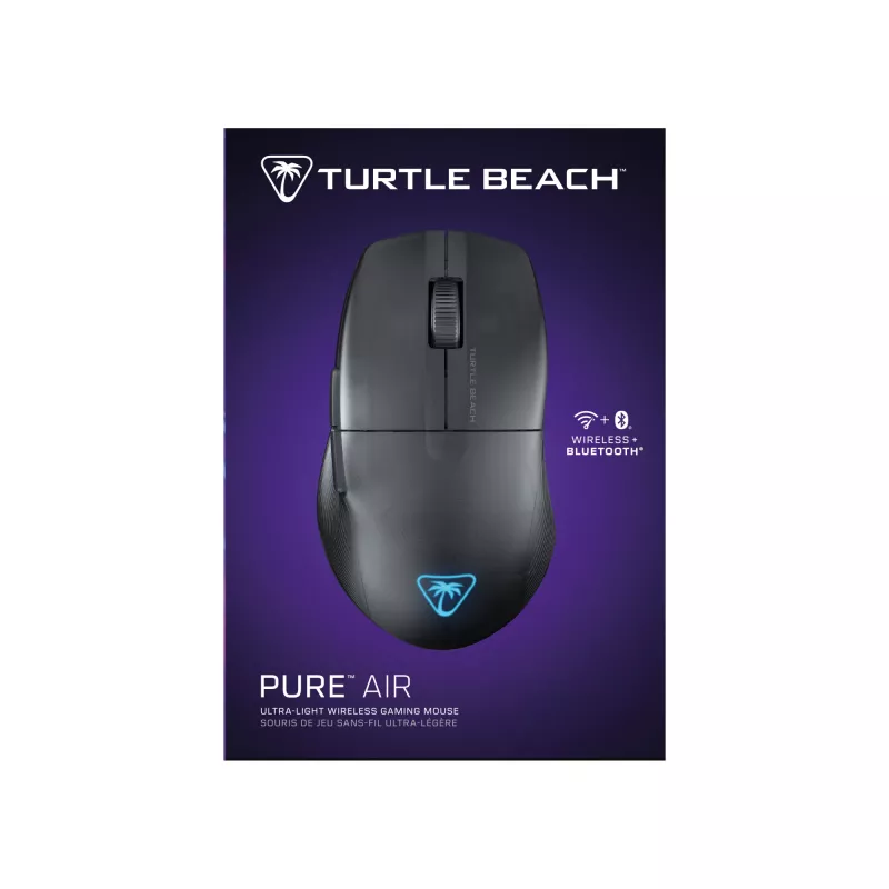 Turtle Beach Pure Air Black – itin lengva belaidė ergonomiška RGB žaidimų pelė, 26K DPI optinis jutiklis, 125 h baterija, RGB apšvietimas