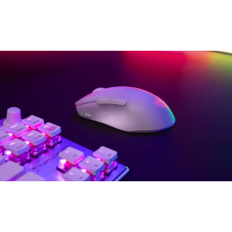 Turtle Beach Pure Air Balta – itin lengva belaidė ergonominė RGB žaidimų pelė, 26K DPI optinis jutiklis, 125h baterija, RGB apšvietimas