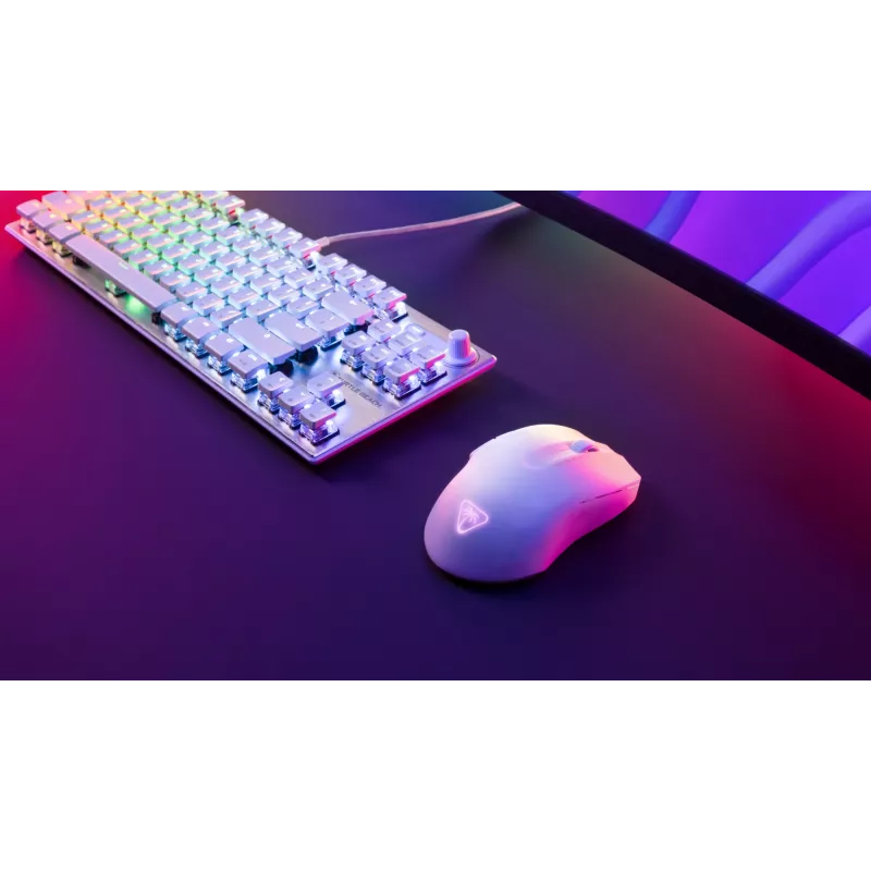 Turtle Beach Pure Air Balta – itin lengva belaidė ergonominė RGB žaidimų pelė, 26K DPI optinis jutiklis, 125h baterija, RGB apšvietimas