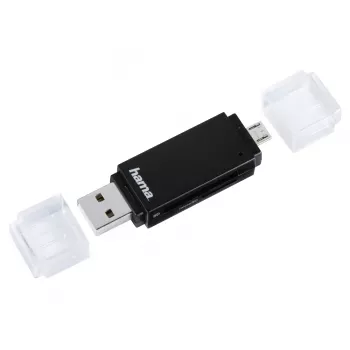 Hama Basic USB 2.0 OTG kortelių skaitytuvas, SD/microSD, juodas
