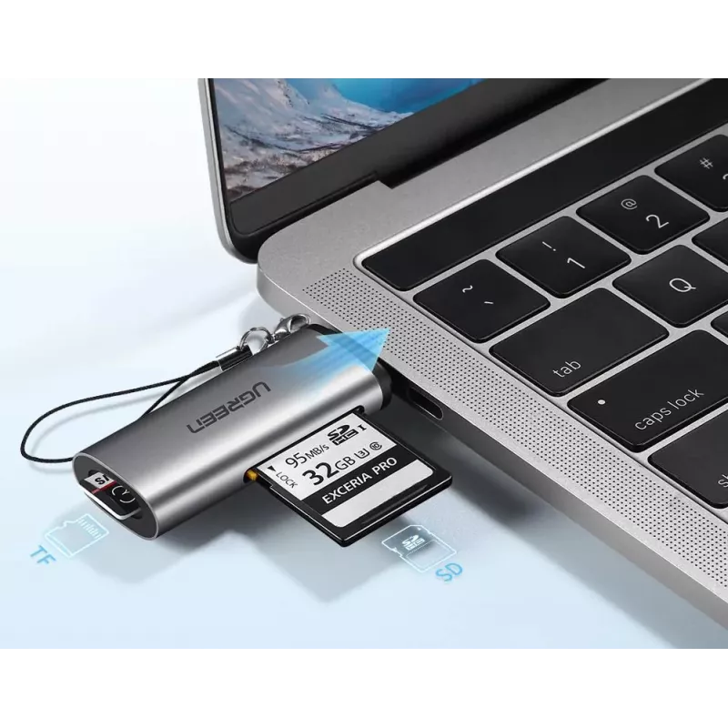 Kortelių skaitytuvas Ugreen 50704 USB 3.2 Gen 1 (3.1 Gen 1) Type-C pilka
