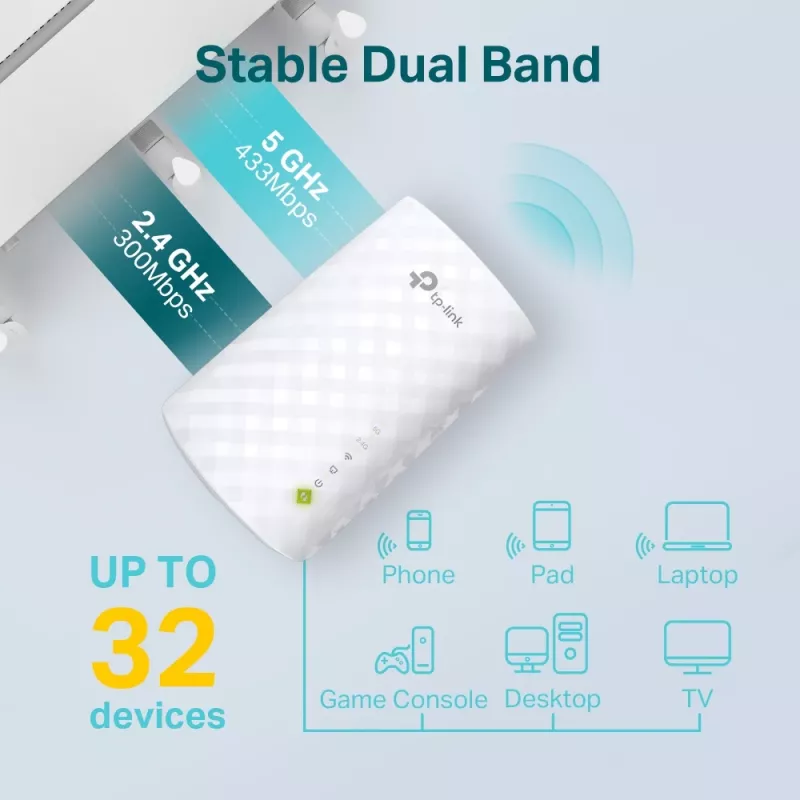 Tinklo stiprintuvas TP-Link AC750 Wi-Fi diapazono plėtiklis RE220