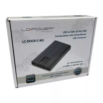 Išorinis SSD dėklas LC-DOCK-C-M2 2 M.2 diskams 10 Gbit/s Antracitas