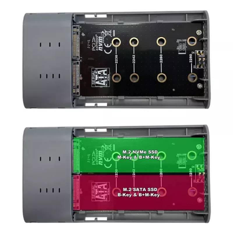 Išorinis SSD dėklas LC-DOCK-C-M2 2 M.2 diskams 10 Gbit/s Antracitas
