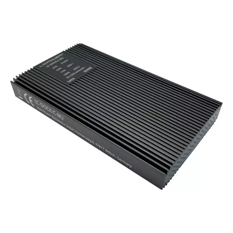 Išorinis SSD dėklas LC-DOCK-C-M2 2 M.2 diskams 10 Gbit/s Antracitas