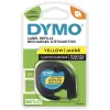 DYMO LetraTag plastikinės etiketės | 12 mm x 4 m ritinys | juodas spaudinys ant geltono | lipnios etiketės LetraTag žymekliams