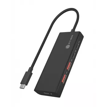 ICY BOX IB-HUB1436-CPD USB 3.2 Gen 2 (3.1 Gen 2) Type-A laidinis USB šakotuvas juodas