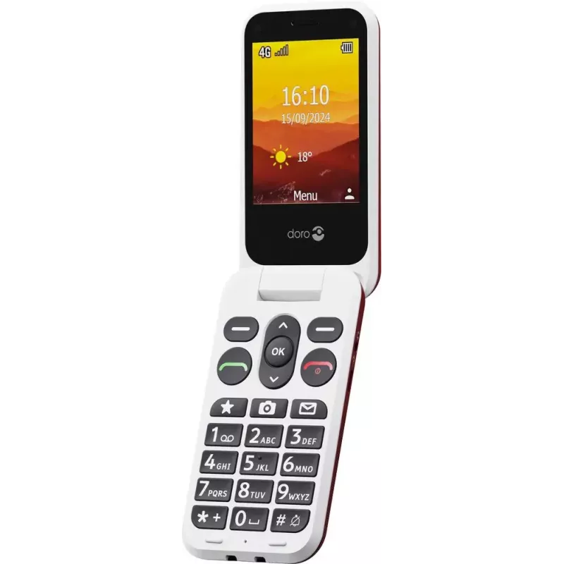 Mobilusis telefonas Doro Leva L20 4G, 2,8 colio ekranas, raudonai baltas