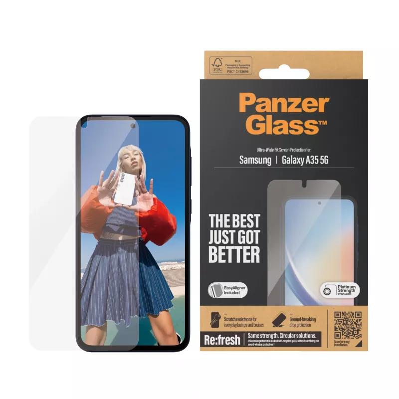 PanzerGlass ® Ekrano apsauga Samsung Galaxy A35 5G | Ultra-Wide Fit su EasyAligner