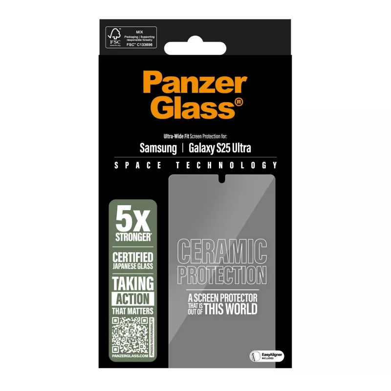 PanzerGlass ® Keraminis ekrano apsauginis stiklas Samsung Galaxy S25 Ultra | Ultra-Wide Fit su EasyAligner