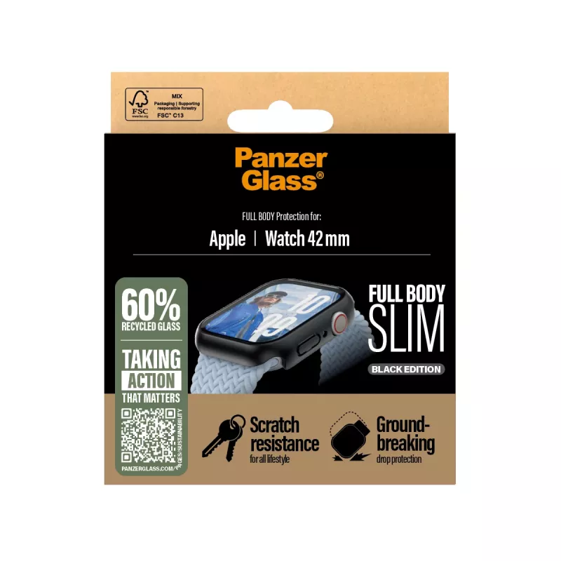 Apsauginis stikliukas PanzerGlass Snappie Full Body Slim Black Apple Watch Series 10 42mm