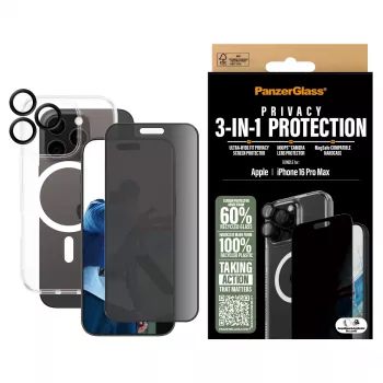 PanzerGlass ® 3 viename privatumo apsaugos rinkinys iPhone 16 Pro Max