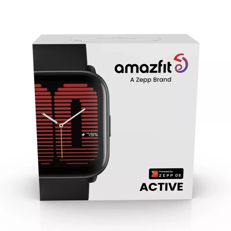 Amazfit Active 4.45 cm (1.75 inch) AMOLED skaitmeninis jutiklinis ekranas 390 x 450 pikselių Juodas GPS (W2211EU5N)