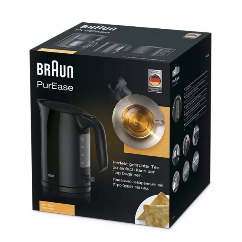 Braun PurEase WK 3000 BK elektrinis virdulys 1 L 2200 W Juodas