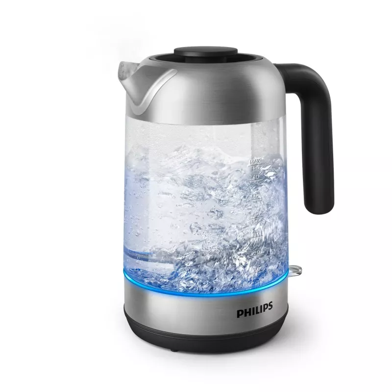 Philips 5000 serijos HD9339/80 stiklinis virdulys, 1.7 L, 2200 W, stiklas, nerūdijantis plienas, vandens lygio indikatorius, belaidis