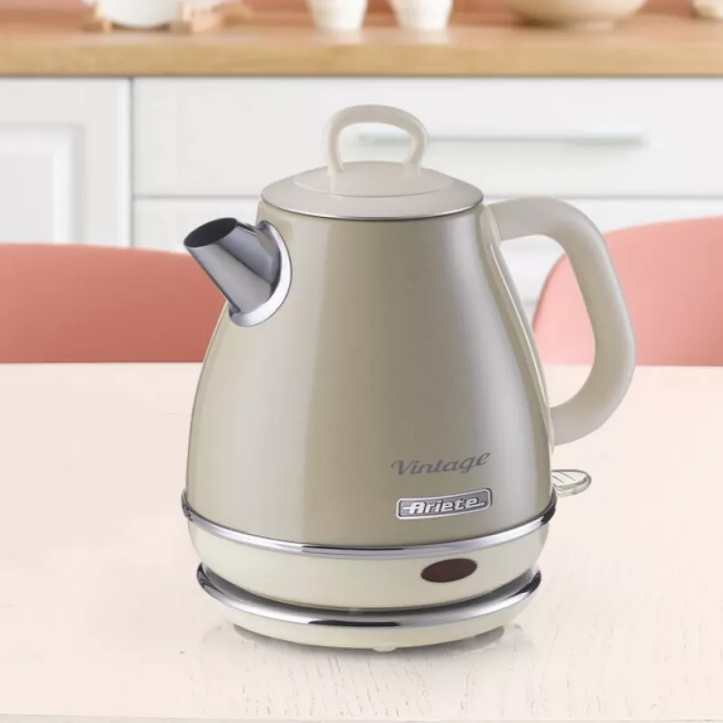 Ariete 2868 Vintage 1 L elektrinis virdulys nerūdijančio plieno, šviesiai smėlio spalvos, 1600 W