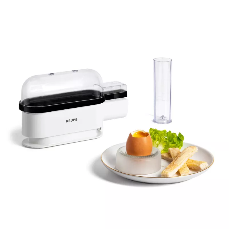 Kiaušinių virimo aparatas Krups EG2341, 3 kiaušinių talpa, 300 W, juodai baltas