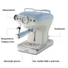 Ariete 1389 Vintage Espresso kavos aparatas – espreso kavos aparatas maltai kavai arba ESE kapsulėms, pastelinės mėlynos spalvos