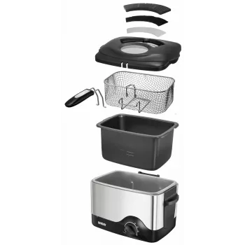 Unold 58615 aliejinė gruzdintuvė, 1200 W, 1,5 L, juoda / nerūdijantis plienas