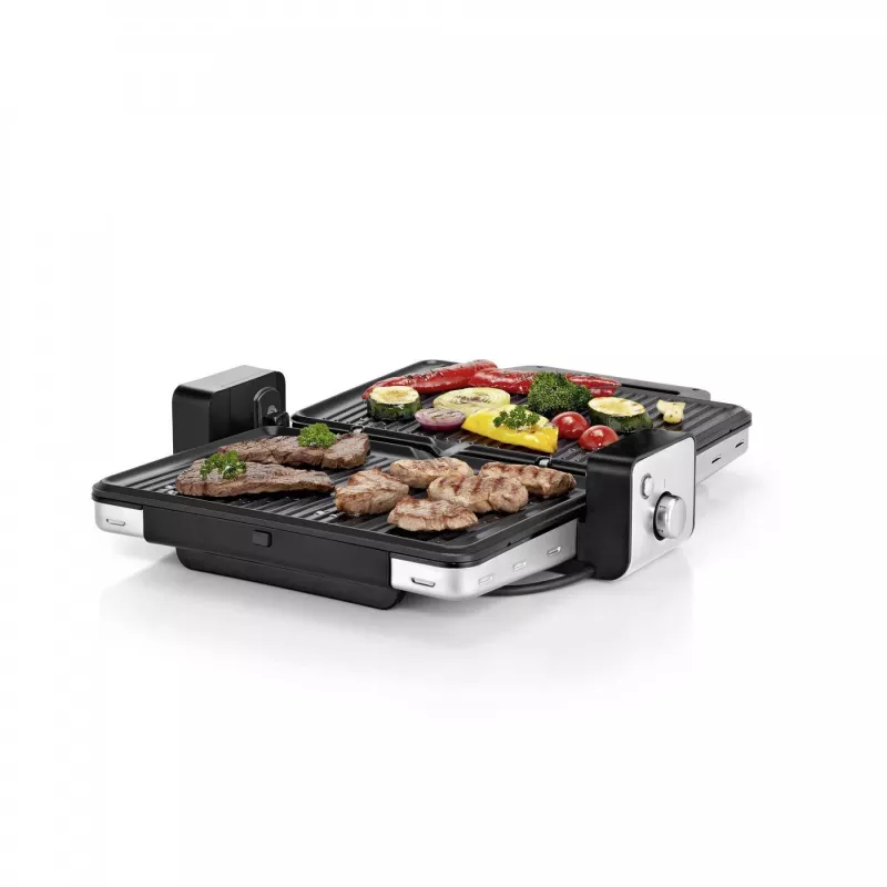 Kontaktinis grilis WMF Lono 0415110011 — 2100 W, reguliuojamas termostatas, keptuvės paviršius, nerūdijantis plienas/juoda, stačiakampis