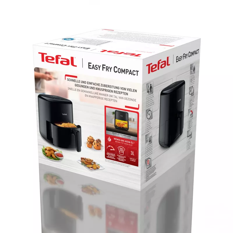 Karšto oro gruzdintuvė Tefal Easy Fry EY145810 – 3 l, 1300 W, liečiamasis valdymas, LCD ekranas, juoda