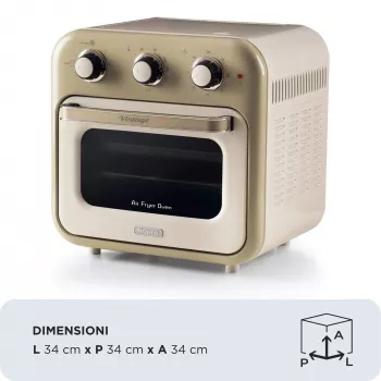 Ariete 4632 Oro gruzdintuvė ir orkaitė Vintage, 1400W, 2viename, Talpa 16L, Priedai, Laikmatis 60 min., Dvigubas stiklas, Smėlio spalva