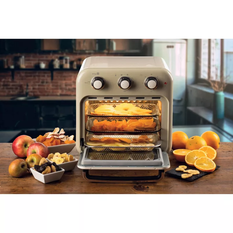 Ariete 4632 Oro gruzdintuvė ir orkaitė Vintage, 1400W, 2viename, Talpa 16L, Priedai, Laikmatis 60 min., Dvigubas stiklas, Smėlio spalva