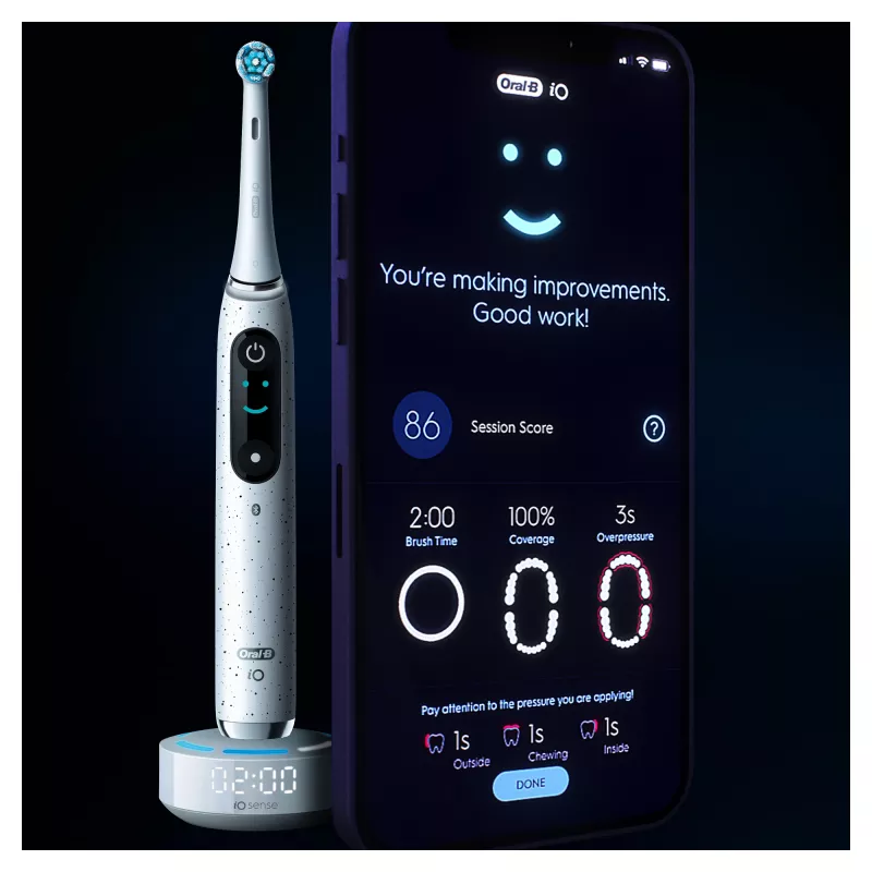 Oral-B iO Series 10 suaugusiųjų sukamoji-osciliuojanti dantų šepetėlis Baltas